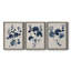 Bleu marine et feuilles de lin II - ensemble de 3 peintures sur toile encadrées-1524676192-1524676194