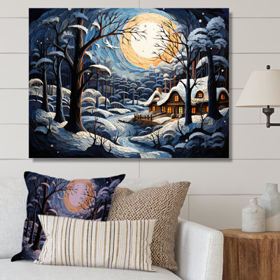«Christmas Winter Cottage Scenery I - Winter Landscape», reproduction sur toile