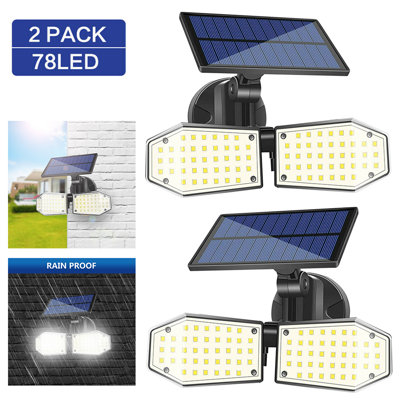 15-Watt LED Solar Motion Sensor Light Outdoor Security Spot Light For Front Door Yard Garden Garage (2 Pack)
