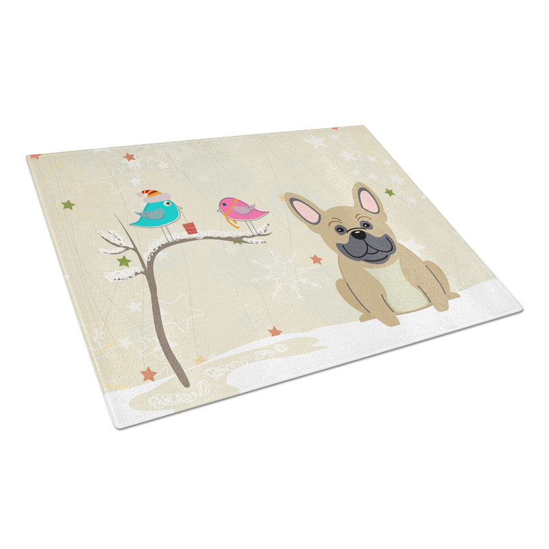 Planche à découper french bouledogue en verre caroline Christmas Presents, Crème
