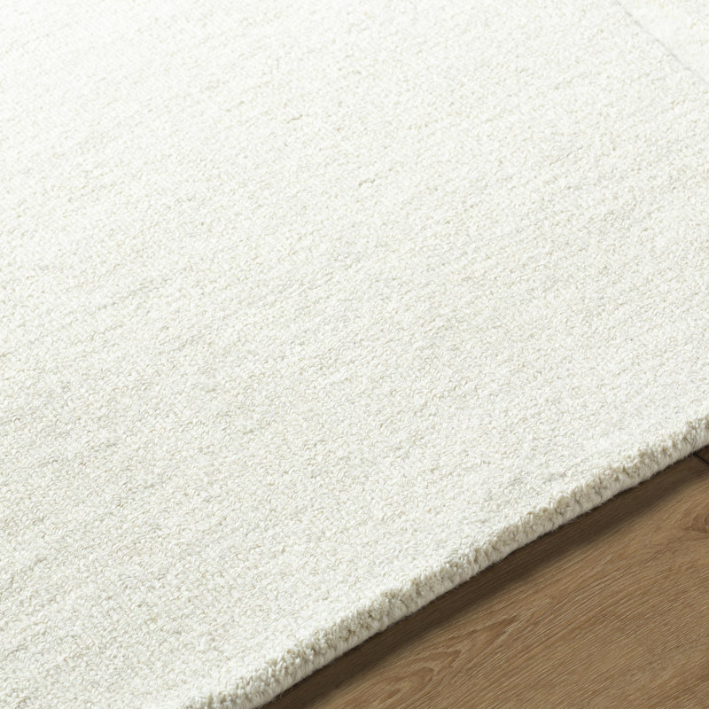 Rectangle Solid Color Hand Tufted Wool Area Rug in Beige, Rectangle 5' x 7'6"