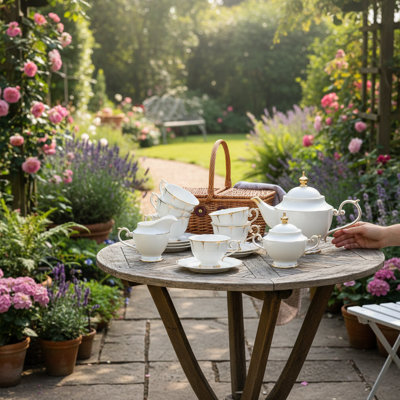 21 pieces Porcelain Teapot Sets Fine Bone China Tea Set for 6
