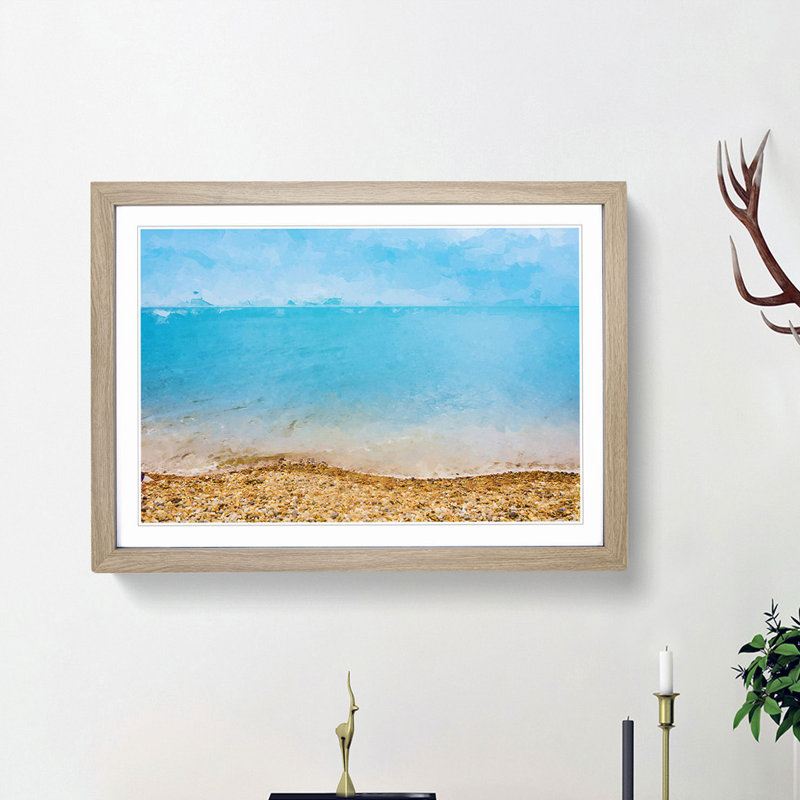 Brighton Beach in England in Abstract - Picture Frame Graphic Art Print, 48cm H x 65cm W x 2cm D, Oak Framed