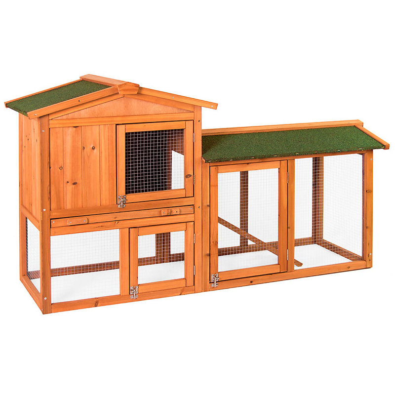 Vida 2 tier Weather Resistant Rabbit Hutch with Ramp, Cage House For Small Animals