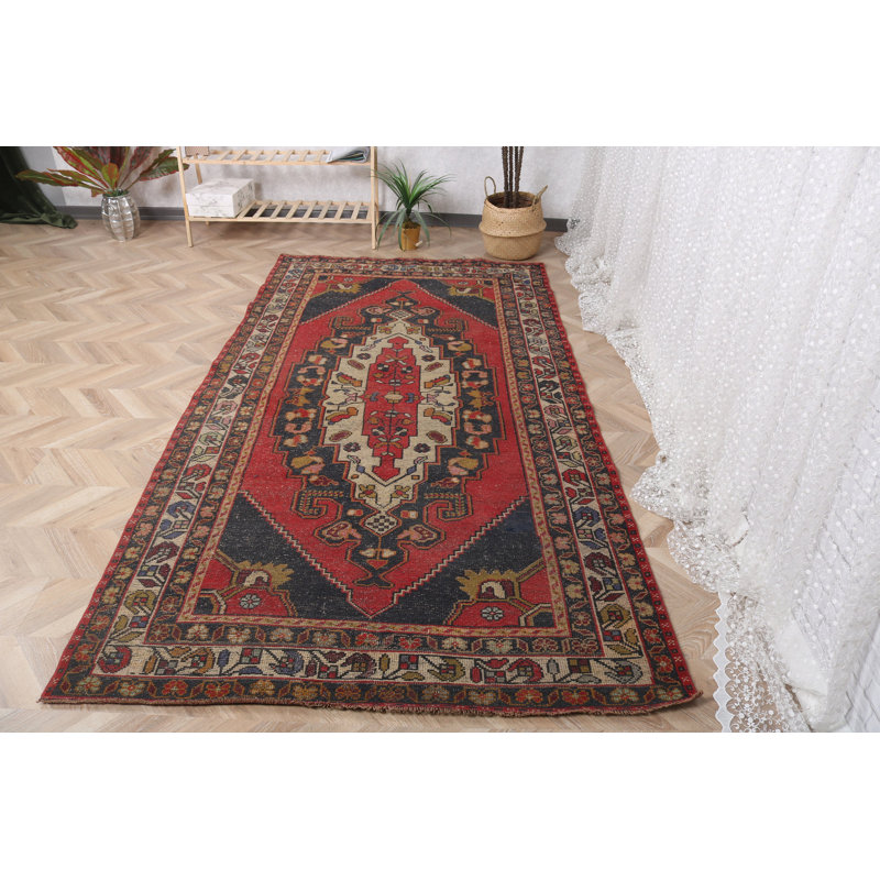 Superbe grand tapis turc Anatolian en laine rouge pour la décoration de salle à manger ou de salon