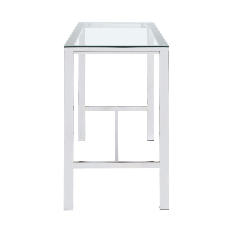 Contemporary Silver Glass Top Rectangular Bar Table