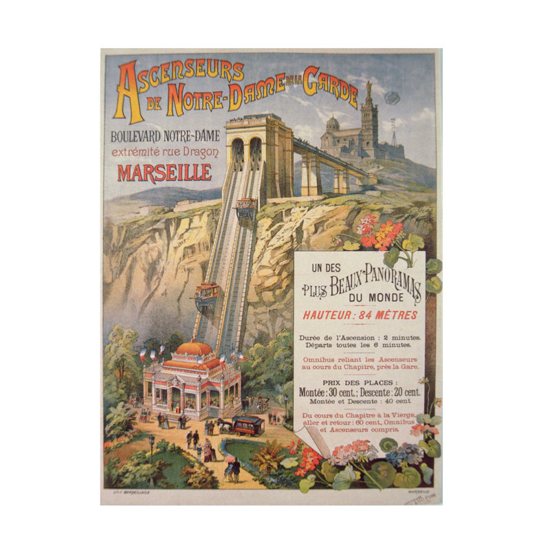 «French School The Elevator Of Notre-Dame De La Garde, Marseille, c. 1900, art sur toile, H 32 po x l 24 po