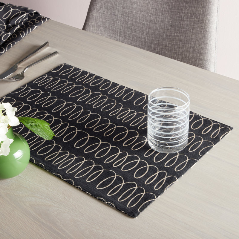 Loop And Dot 100% Cotton Rectangle, Onyx Black/Gray
