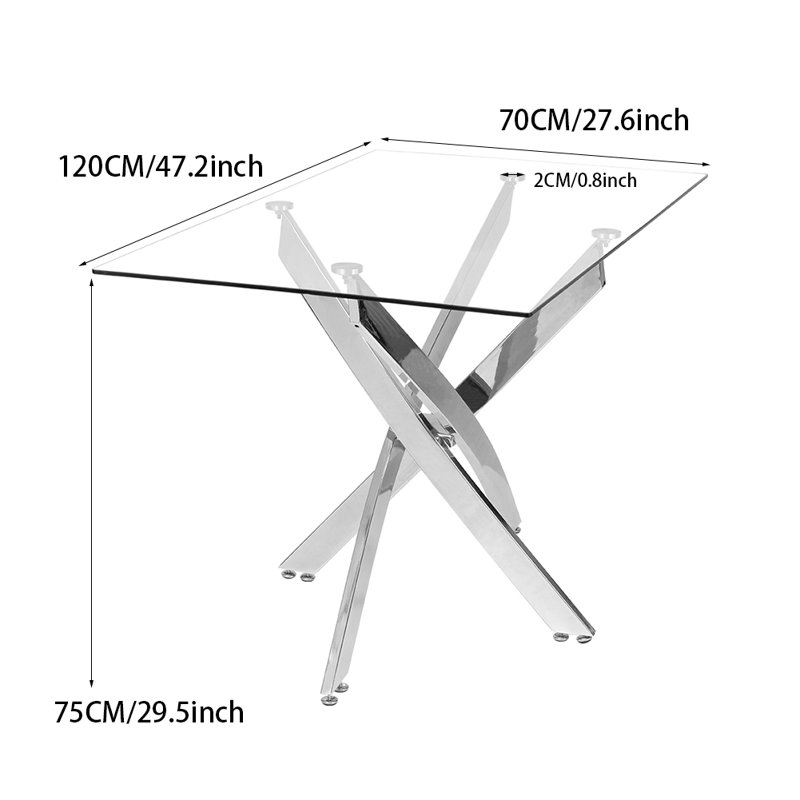 Derba Glass Top Metal Base Dining Table