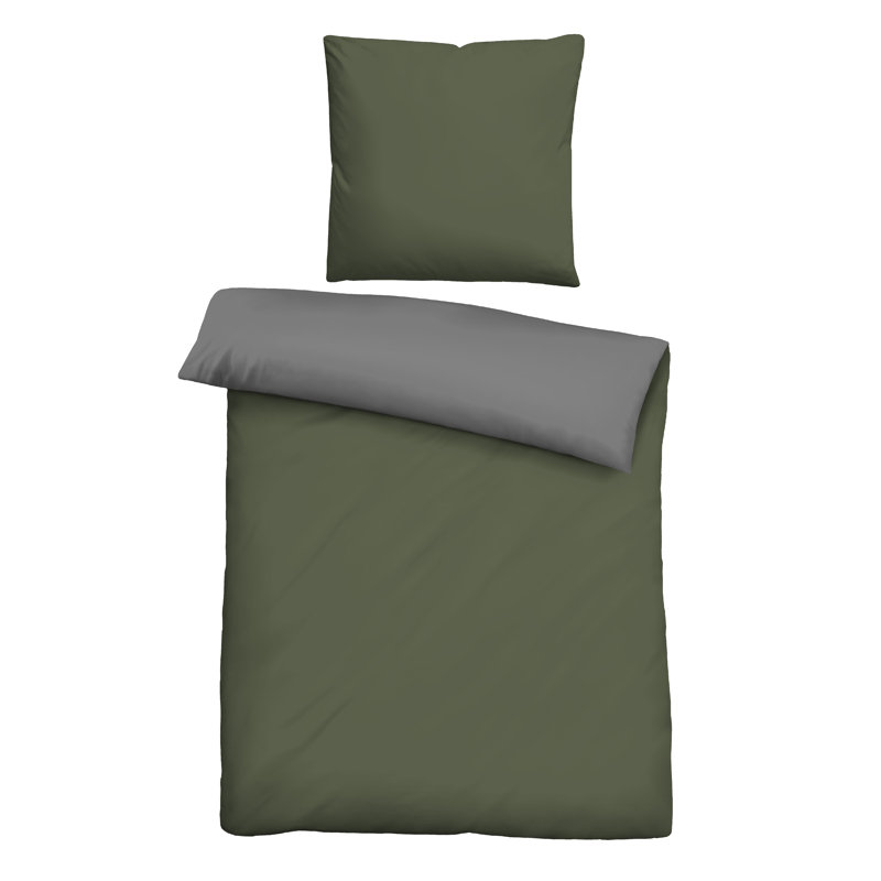 Duvet Cover Set, 155 x 220 cm - 1 Pillowcase (80 x 80 cm), Green