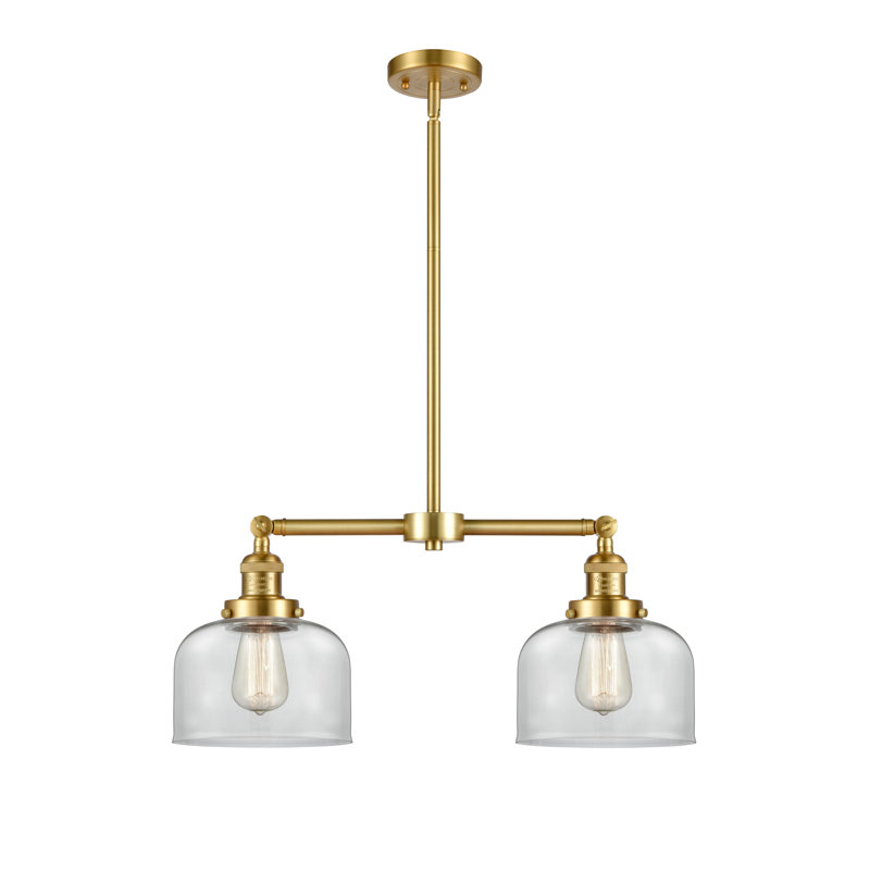 Grand pavillon cloche de 8 po à 2 lumières de 21 po, Clair, DEL, Or satiné