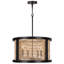 Lustre 4 lumières campagnard en rotin à intensité variable avec finition noire et hauteur réglable