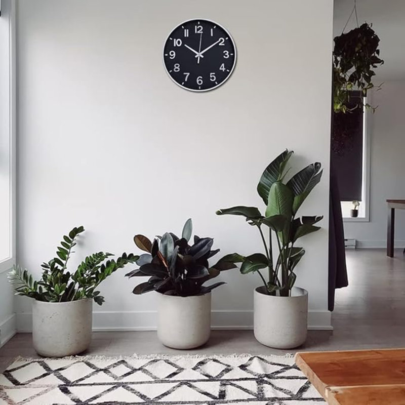 HZDHCLH Horloges murales modernes à pile 12 po Horloge ronde silencieuse sans tic-tac pour horloge murale pour la cuisine Chambre à coucher Salon Bureau Classe décor (noir)