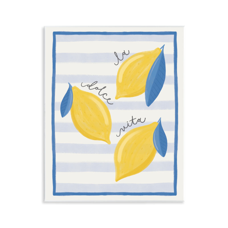 Plaque murale Dolce Vita citrons et rayures, design par Jalynn Heerdt