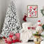 Arbre de Noël floqué pré-éclairé avec lumières UL blanc chaud, fil mémoire dépliable et support en métal stable-1061420110
