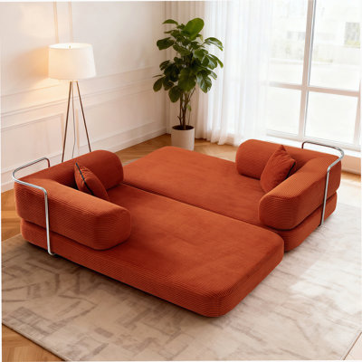 Boneless Convertible Floor Sofa Bed With Blanket Pillow And Enhanced Frame Stability For Living Room And Bedroom Comfort.