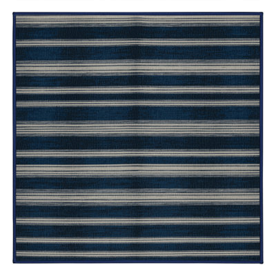 Washable Indigo Light Gray Striped Area Rug