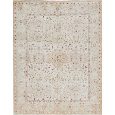 Hand-Knotted High-Quality Gold and Ivory Area Rug