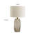 24 Inch Table Lamp, Hexagonal Textured Base, Drum Shade, Gray