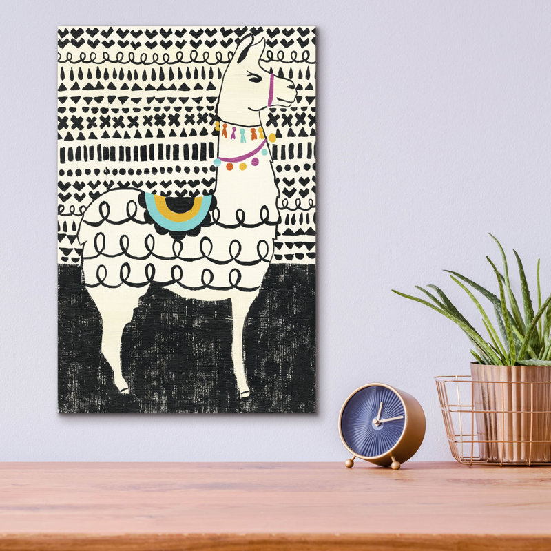  «Party Llama 1» par Chariklia Zarris, art mural en verre acrylique, 12 po x 16 po