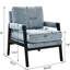 Chaise de style Mid-Century moderne avec revêtement en chenille bleue - siège confortable, coussin de dossier réglable, base en bois massif rembourrée, construction généreusement rembourrée et stable