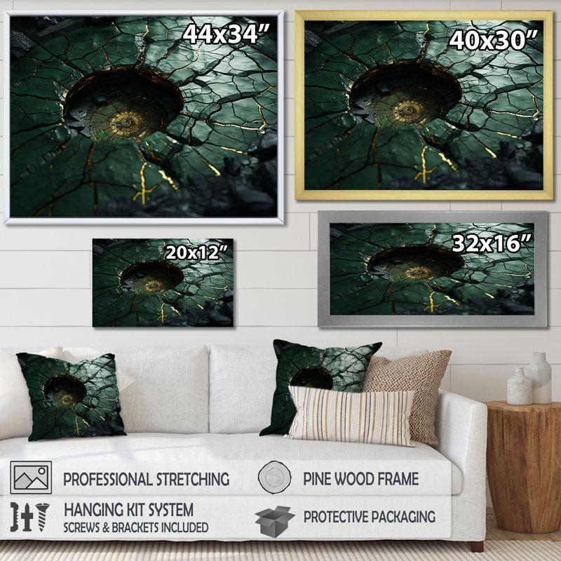 Green Emerald Amazonite Stone Geode I - Stone Geode Wall Art, Wrapped Canvas, 12" H x 20" W x 1" D