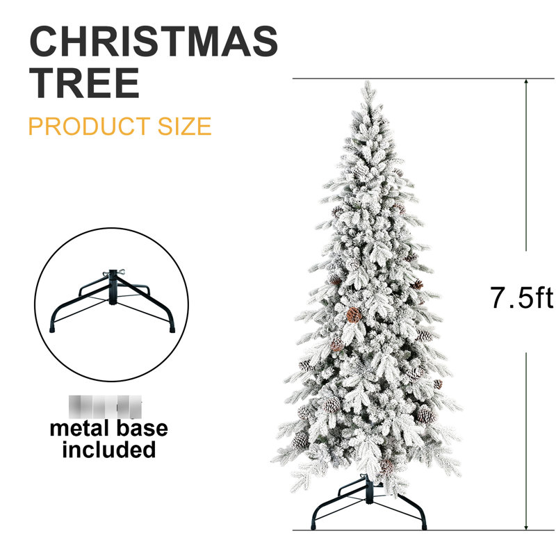 Arbre de Noël 7,5 pi avec pin 40, plein et pour espace limité, look facile à installer, espace