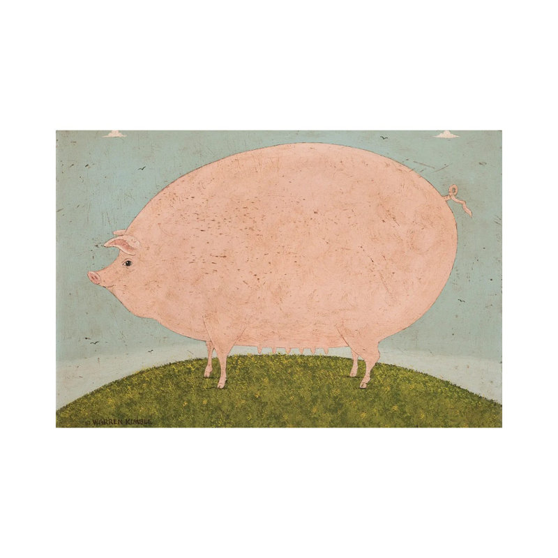 Cochon - reproduction d'art murale encadrée, H 26 po x l 40 po, Toile tendue, Ne s’applique pas