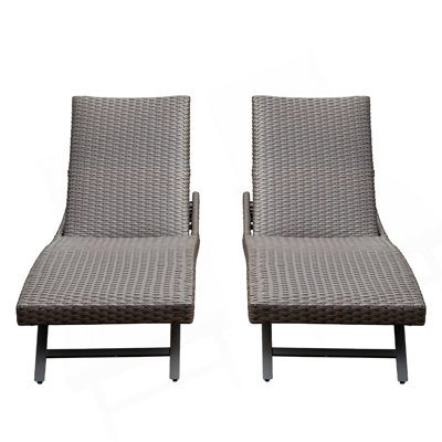 Chaise longue d'extérieur en osier 2 pièces