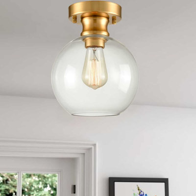 Luminaire moderne en laiton transparent avec globe en verre transparent semi-encastré