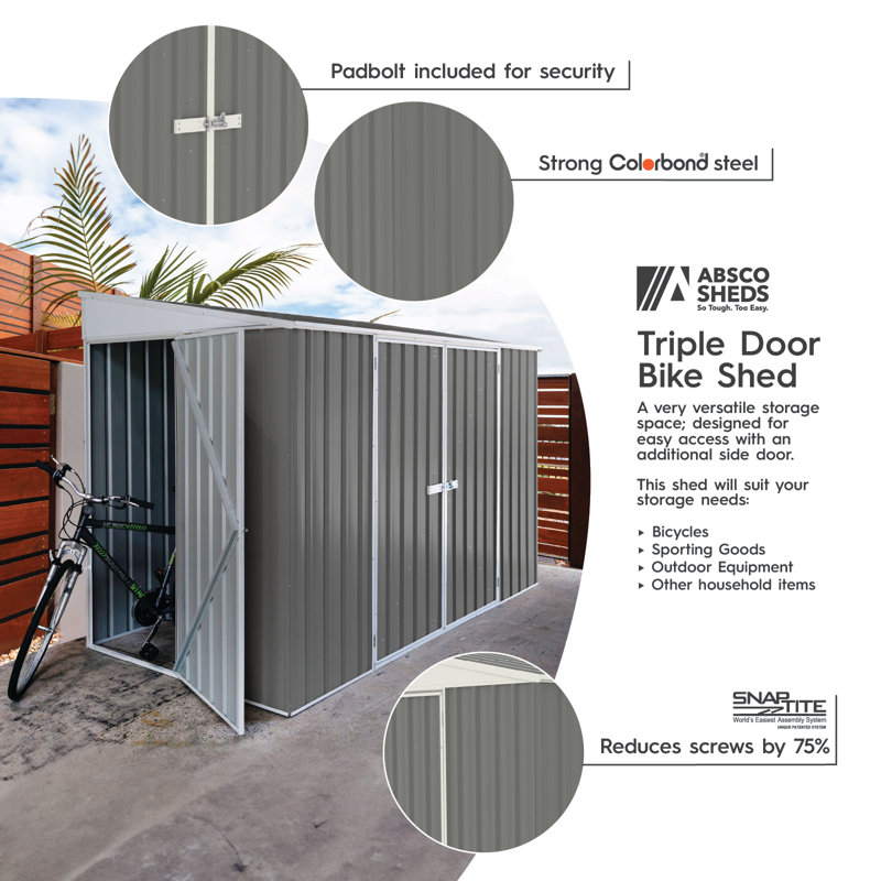 Durango 6x10 Woodland Gray Galvanized Steel Bike Shed Kit