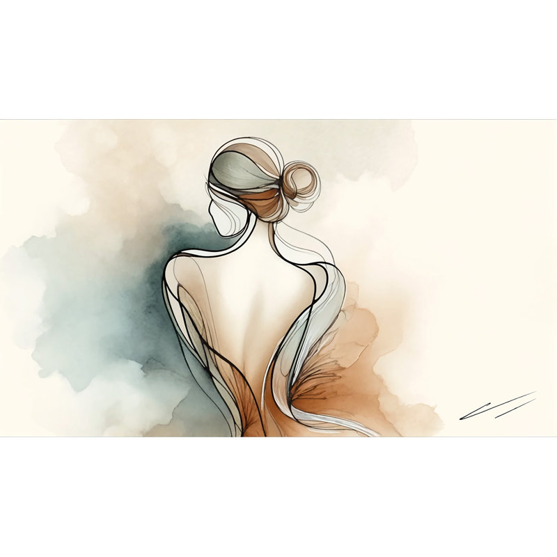 «Elegant Simplicity Watercolor Line Art - Art mural sur toile tendue, H 20 po x l 35 po