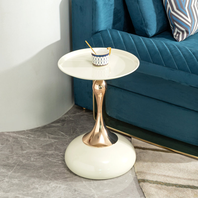 Petite table d'appoint ronde pour petits espaces, table basse, petite table basse de salon, table de bout blanche