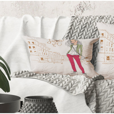 Coussin Rectangle, Trendy Fashion Girl II - Art imprimé pour enfants