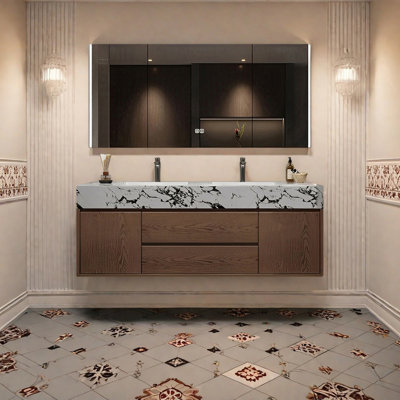 New Chinese-style rock plate bathroom cabinet