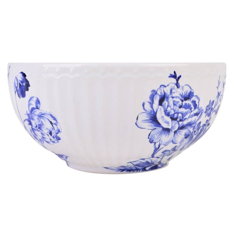 Cassian Blue Floral Embossed Porcelain 12-Piece Dinnerware Set