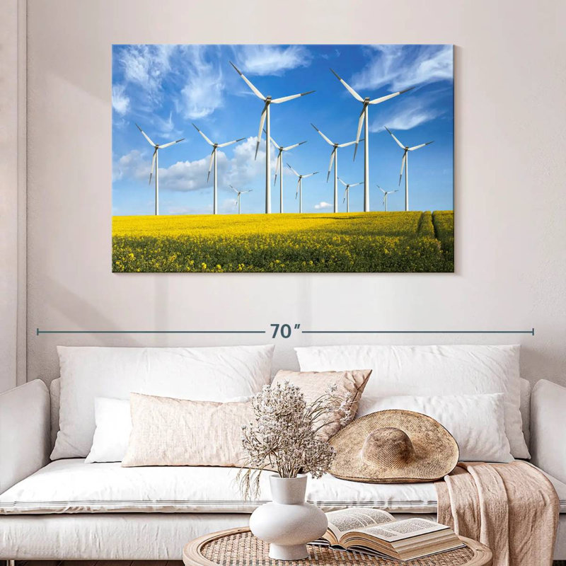Lilie Wind Turbines In Field, 32" H x 48" W