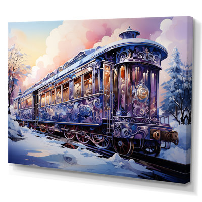 Voyage de Noël en train II - train, art mural