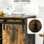 Armoire à vin de style industriel en brun - capacité 6, buffet avec porte de grange coulissante pour rangement de bureau à domicile, plateau spacieux et ustensiles