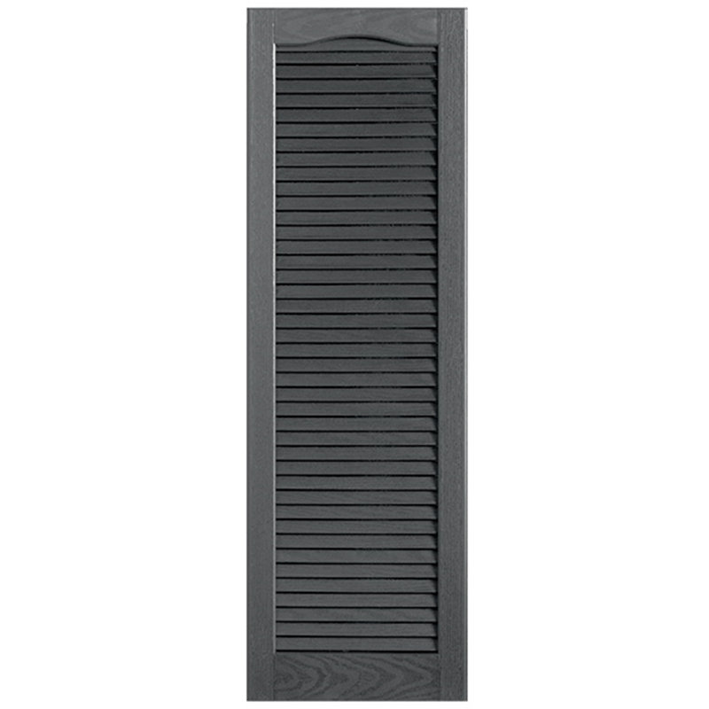 Paire de volets à persiennes cathédrale style pleine longueur ouverts, Gris, 12 po, 70"