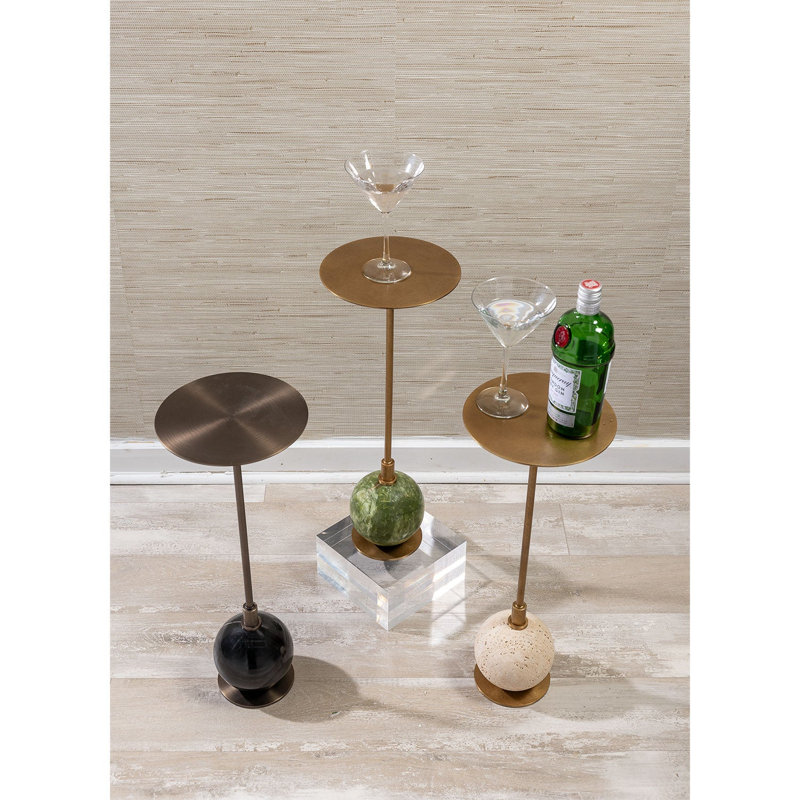 Boston Martini Table, Green, Aged Brass