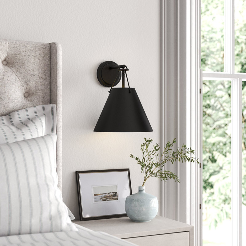 Kinston Steel Armed Sconce, Matte Black, Matte Black