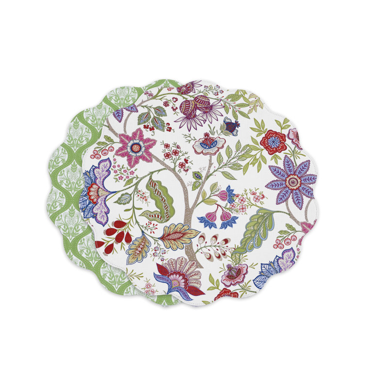 Vida Blooms & Branches Reversible Round Placemats