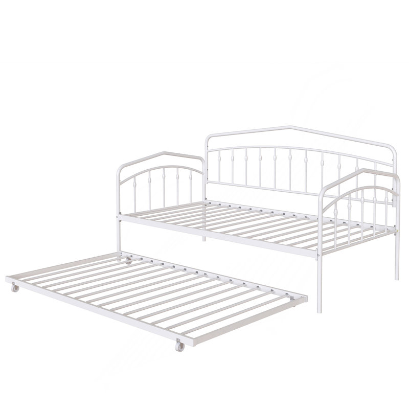 Lit de jour simple avec lit gigogne Fox, White