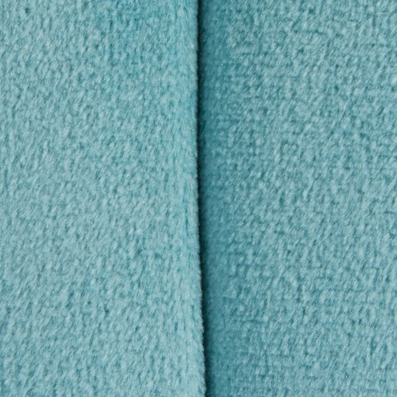 Round 16" Ottoman In Ice Blue Velvet, Blue