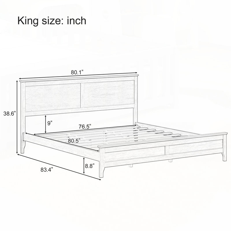 Lit plateforme en bois robuste avec un design exquis pour un sommeil relaxant, Blanc, Très grand