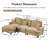 Mid Century Three Seater Modular L Shaped Sectional Couch With Removable Ruffles Pleats Skirts, Comfy Chenille 3-seat Deep Seat Sofa With Movable Ottoman-335710933