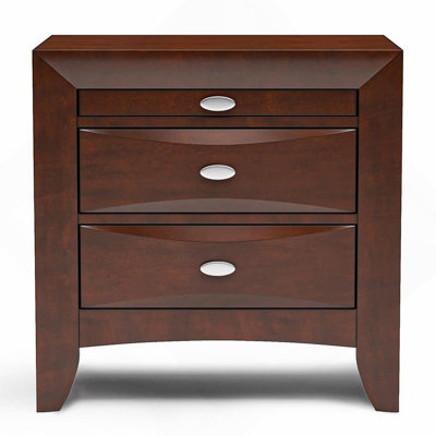 Cherry Color Simple Contemporary 1pc Nightstand Solid wood Bedside Table Knob Pulls 2-Drawers Bedside Table