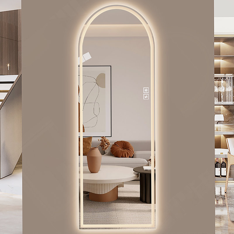 65" X 21" Arch Design LED Full Length Mirror ,Dimmable,  High Definition & Explosion-Proof, Full-Length Standing Or Wall-Mounted - Brightly Lit For Makeup, Studio, And More