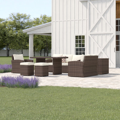 Kirkpatrick Wicker 8 - Person Patio Conversation Set with Cushions